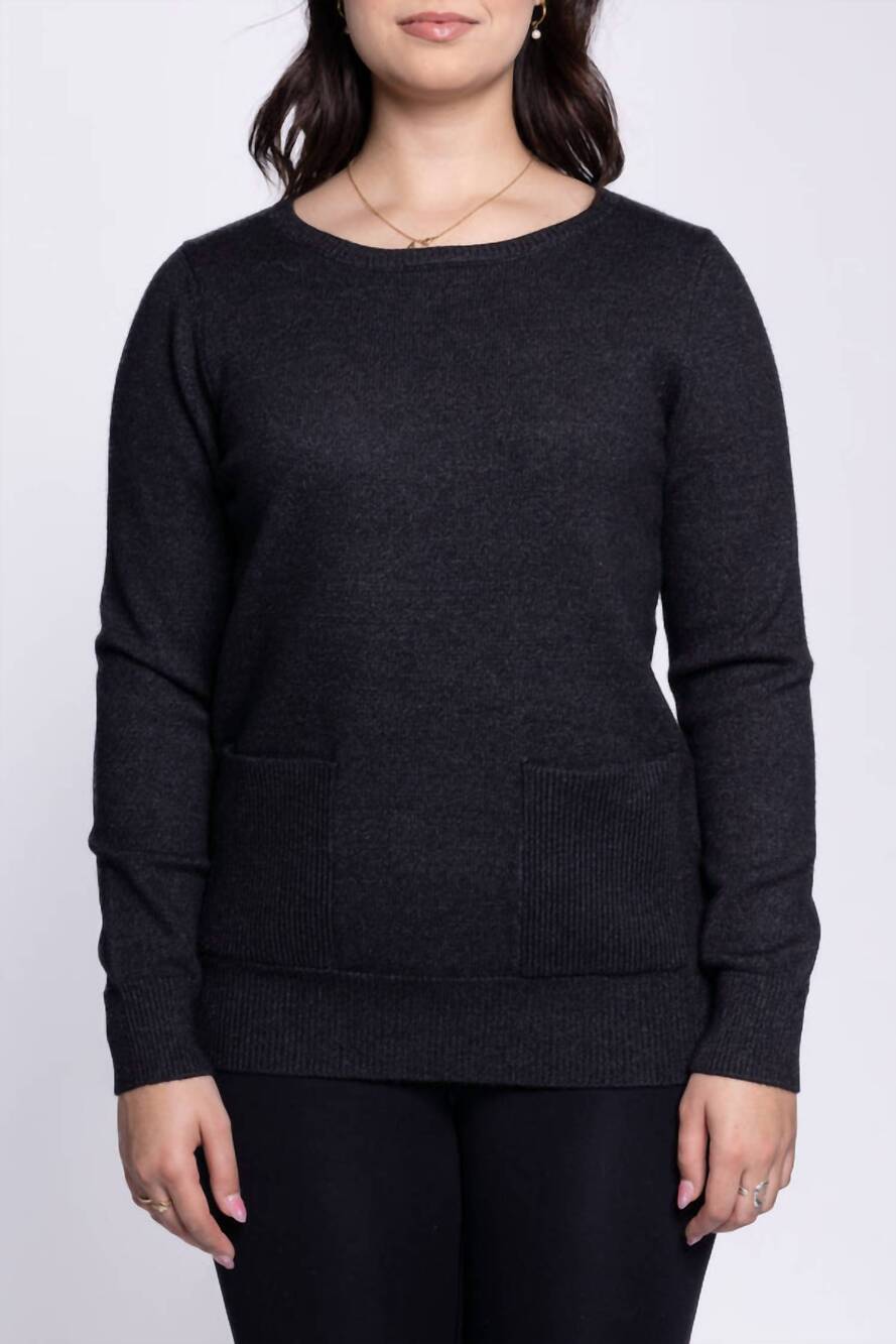 NEW CARRELI JEANS women's long sleeve crewneck sweater in grey mix
